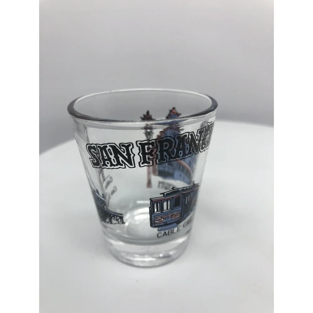 Vtg Shot Glass San‎ Francisco Souvenir Cable Car China Town Golden Gate Bridge